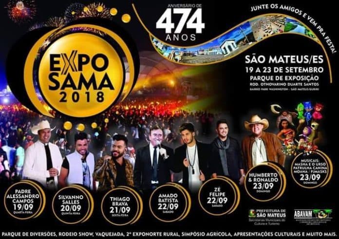 Exposama 2018: São Mateus completa aniversário com shows de Thiago Brava, Amado Batista e mais!