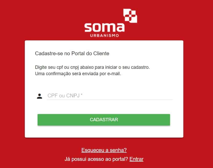 2-Tela de Cadastro - Portal do Cliente Soma Urbanismo