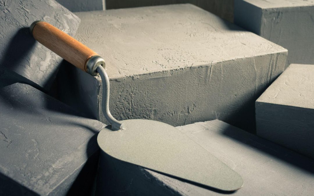 Pá e blocos de concreto. Imagem ilustrativa para post sobre como lidar com os contratempos durante a construção.