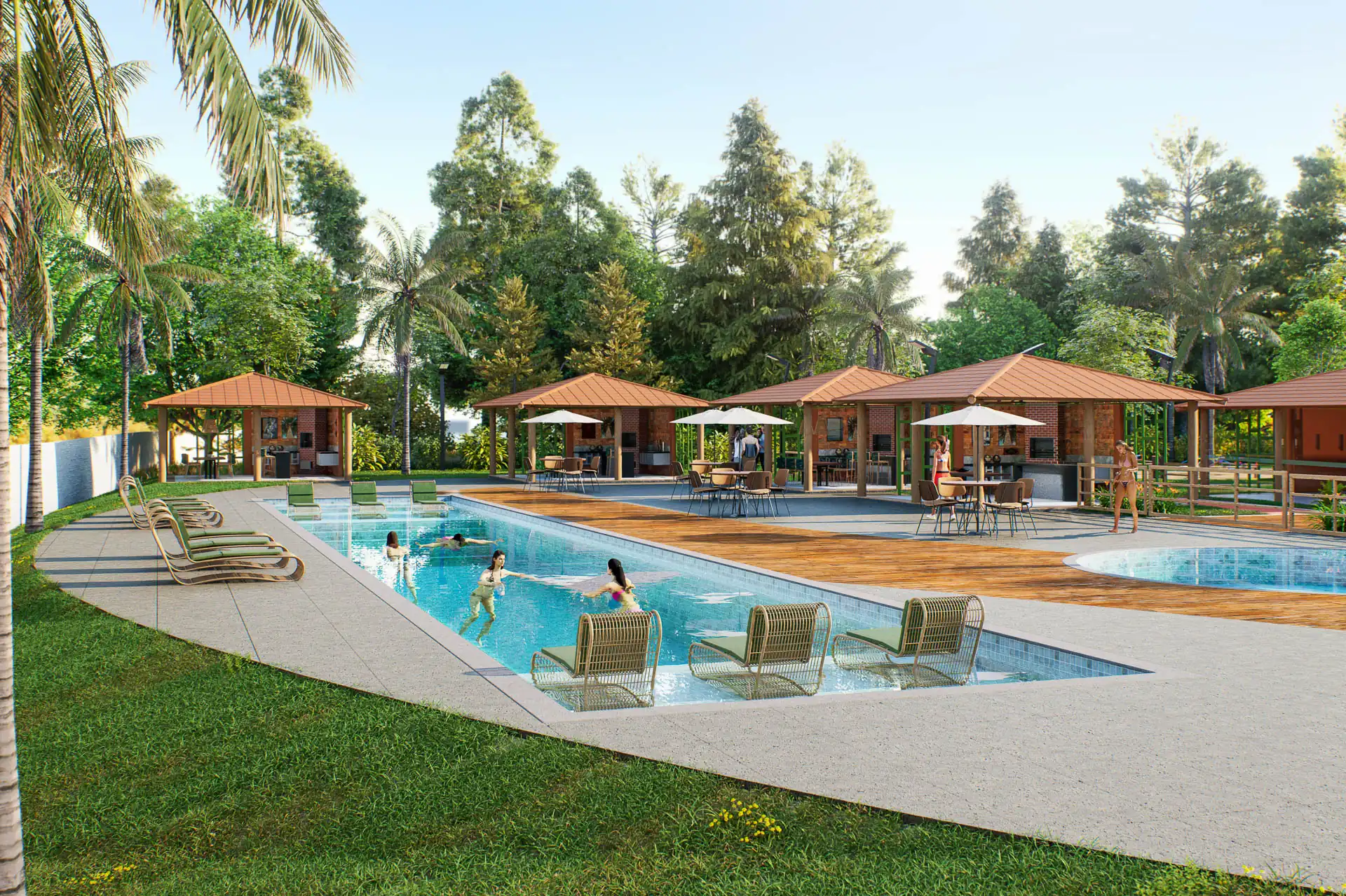 Clube do Residencial Golden Mundaí II, em Porto Seguro, ilustra post sobre casa de veraneio, do blog da Soma Urbanismo.