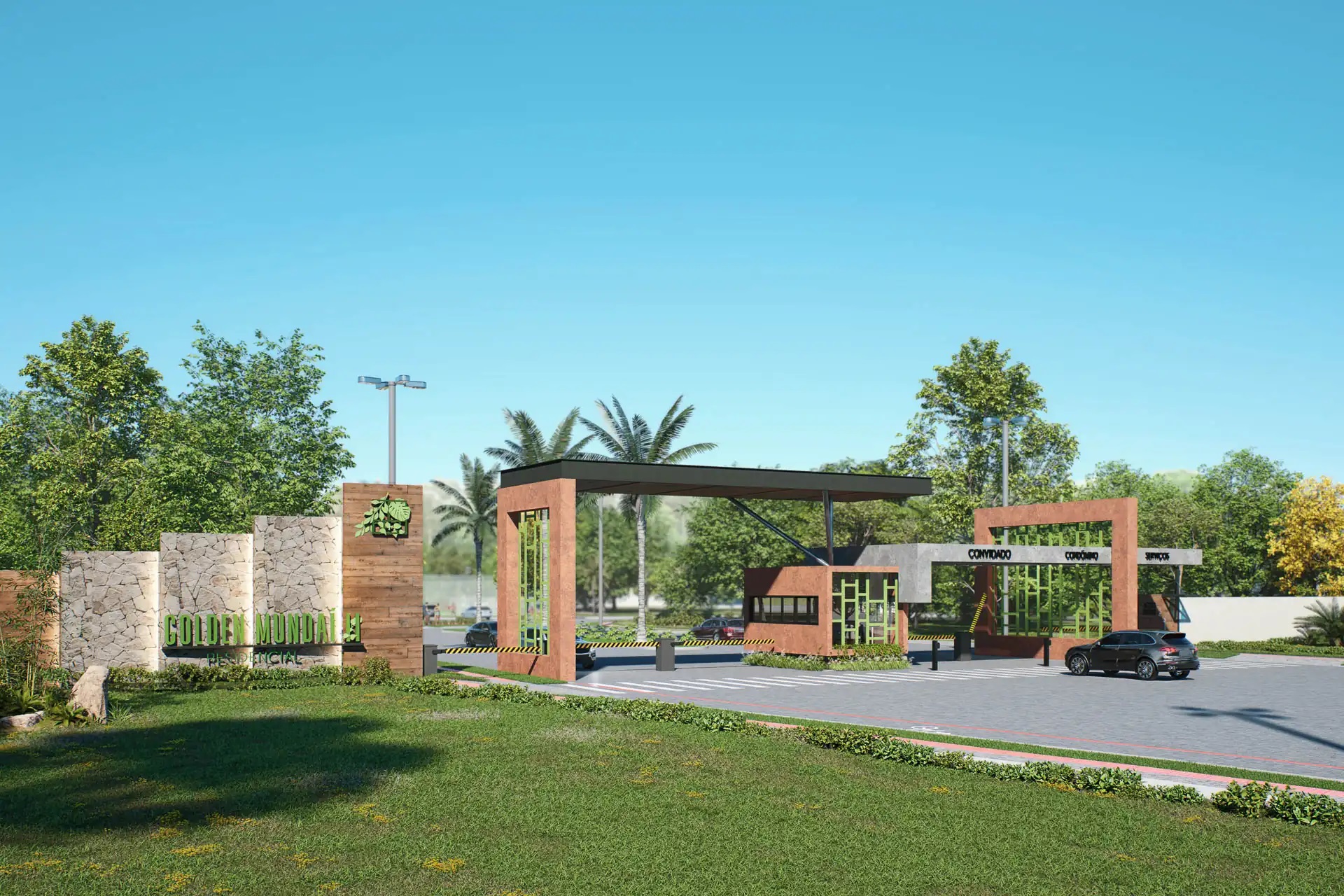 Entrada do Residencial Golden Mundaí II, em Porto Seguro, ilustra post sobre construções litorâneas, do blog da Soma Urbanismo.