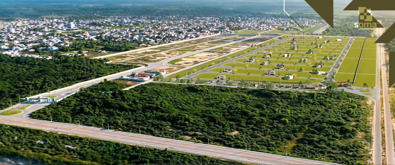Imagem aérea do novo loteamento da Soma Urbanismo em Guriri.