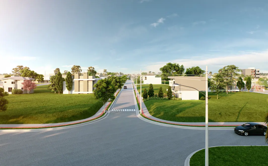 Loteamento Soma Urbanismo em perspectiva. Imagem ilustrativa para post sobre as tendências para o paisagismo em áreas externas em 2026, do blog da loteadora.