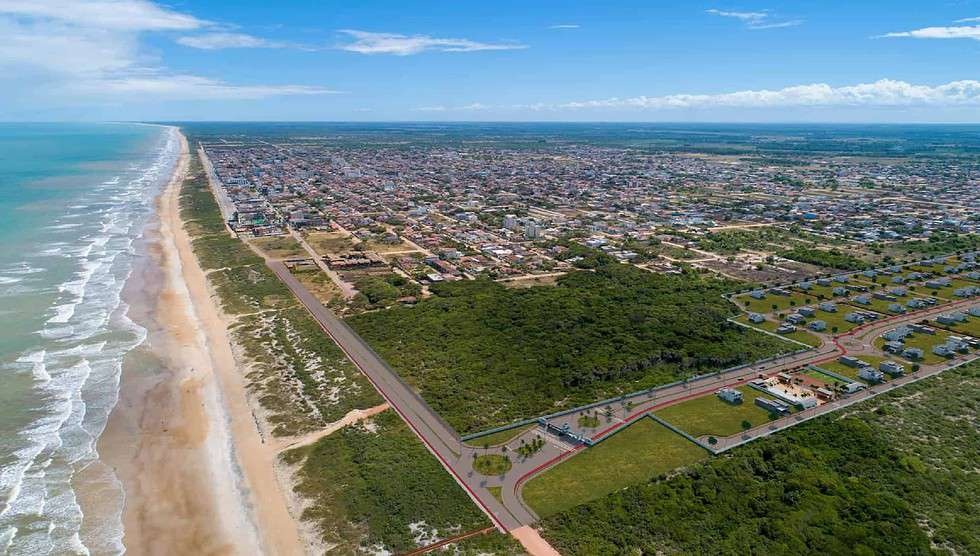 Visão aérea de Guriri, no Espírito Santo.
